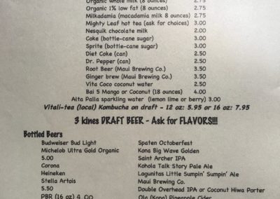 Freshies Restaurant drink menu