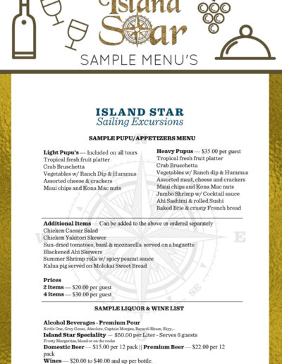 Island Star appetizer menu