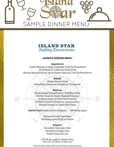 Island Star dinner menu