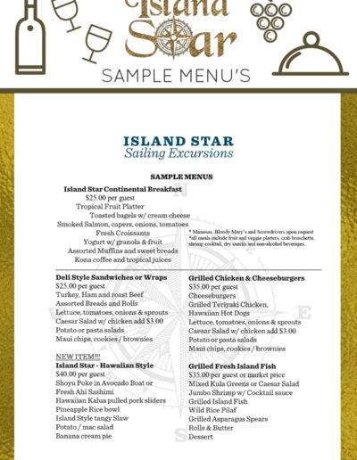 Island Star sample menu